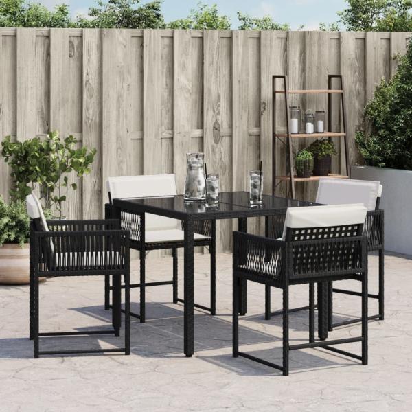 Gartenstühle mit Kissen 4 Stk. Schwarz Poly Rattan