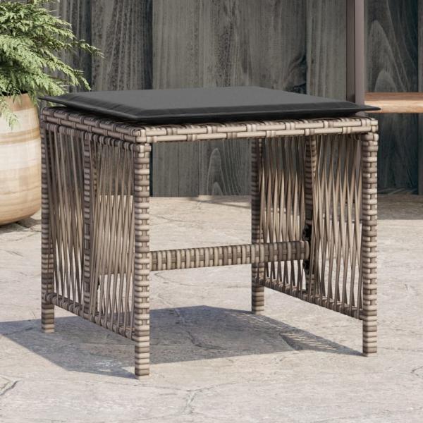 ARDEBO.de - Gartenhocker mit Kissen 4 Stk. Grau 41x41x36 cm Poly Rattan