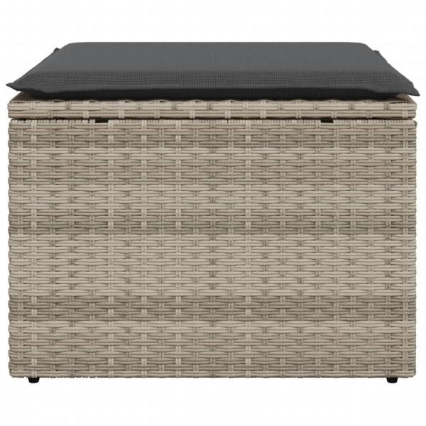 Gartenhocker mit Kissen Hellgrau 55x55x37 cm Poly Rattan