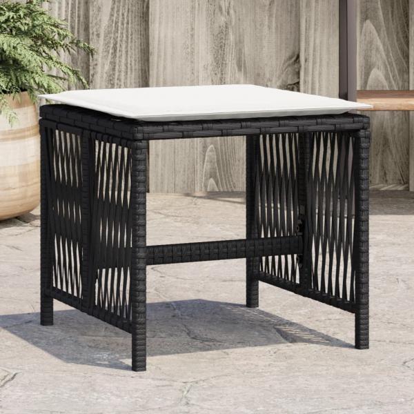 ARDEBO.de - Gartenhocker mit Kissen 4 Stk. Schwarz 41x41x36 cm Poly Rattan