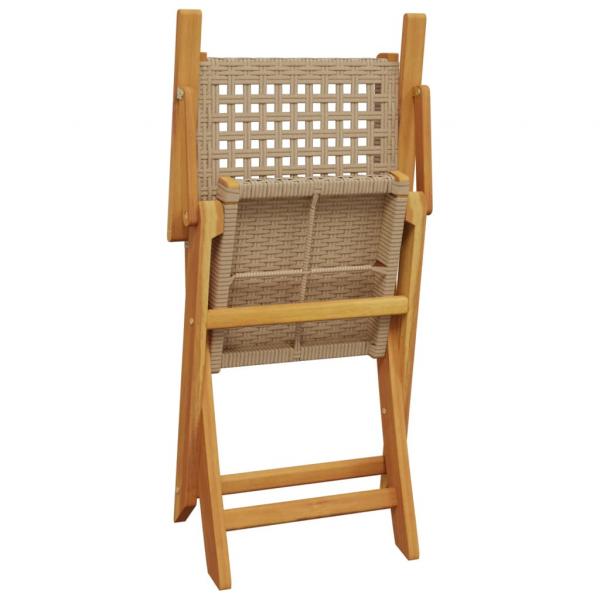 7-tlg. Garten-Essgruppe Poly Rattan und Massivholz Beige