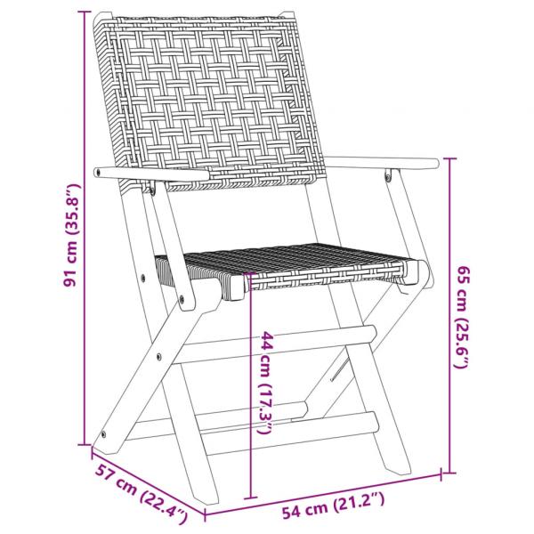 Gartenstühle 8 Stk. Klappbar Schwarz Poly Rattan & Massivholz