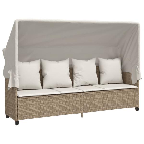 5-tlg. Garten-Sofagarnitur mit Kissen Beige Poly Rattan