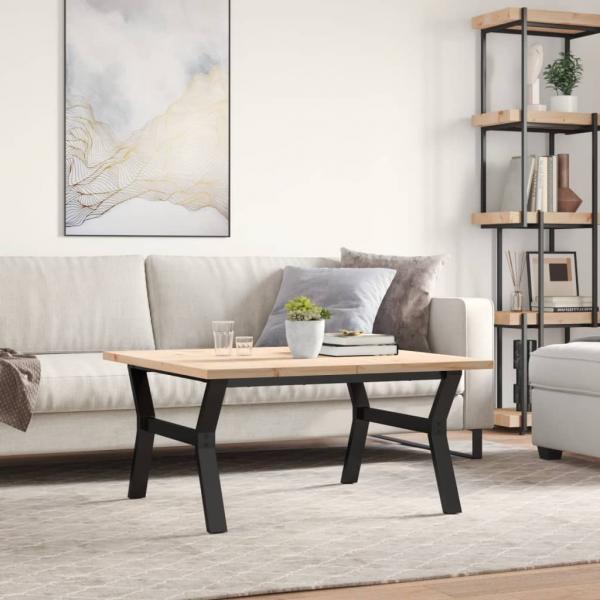 Couchtisch Y-Gestell 90x90x45,5cm Massivholz Kiefer & Gusseisen