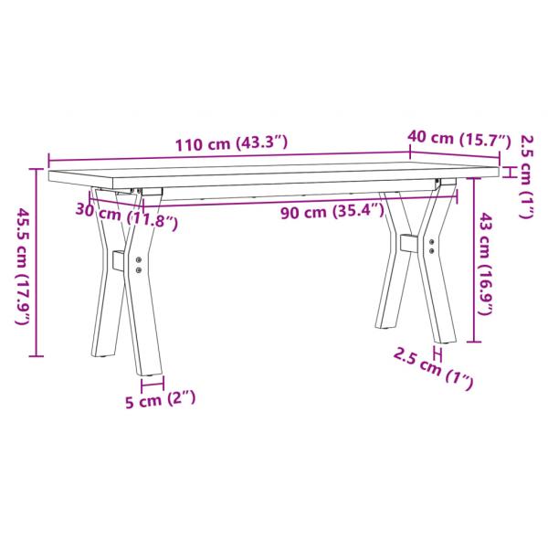 Couchtisch Y-Gestell 110x40x45,5 cm Massivholz Kiefer Gusseisen