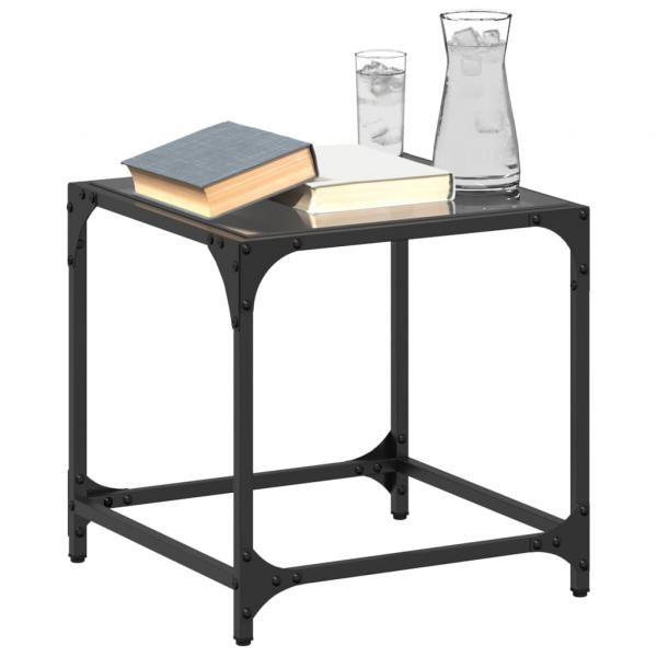 ARDEBO.de - Couchtisch mit Glasplatte Schwarz Transparent 40x40x40 cm Stahl