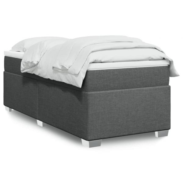 ARDEBO.de - Boxspringbett mit Matratze Dunkelgrau 90x190 cm Stoff