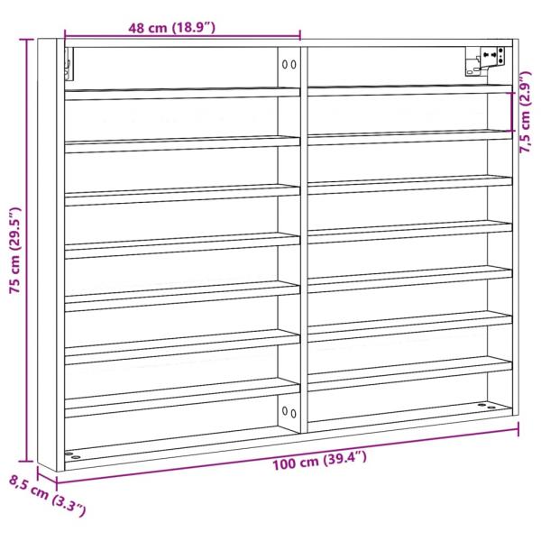 Vitrinenschrank Grau Sonoma 100x8,5x75 cm Holzwerkstoff