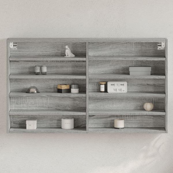 ARDEBO.de - Vitrinenschrank Grau Sonoma 100x15x58 cm Holzwerkstoff