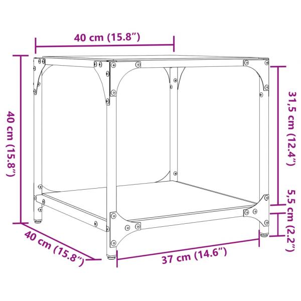 Couchtisch mit Glasplatte Transparent 40x40x40 cm Stahl