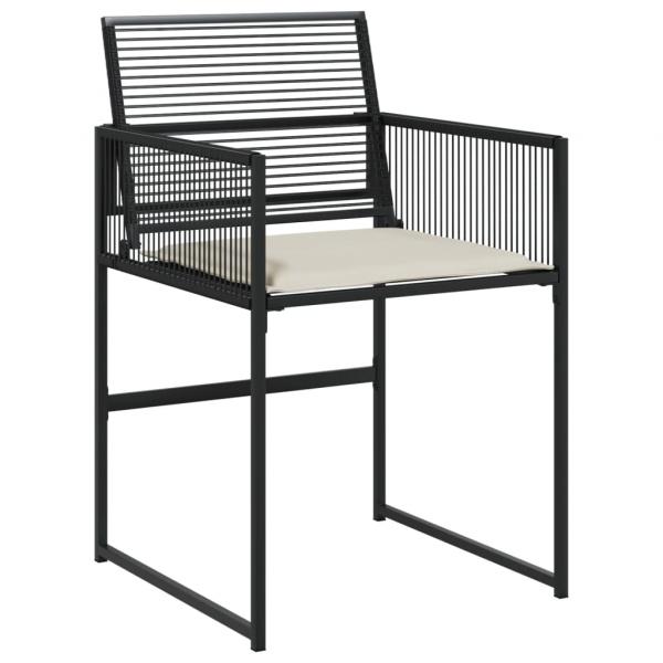 5-tlg. Garten-Essgruppe mit Kissen Schwarz Poly Rattan