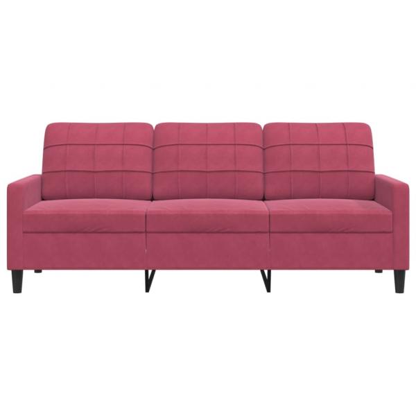 3-Sitzer-Sofa Weinrot 180 cm Samt