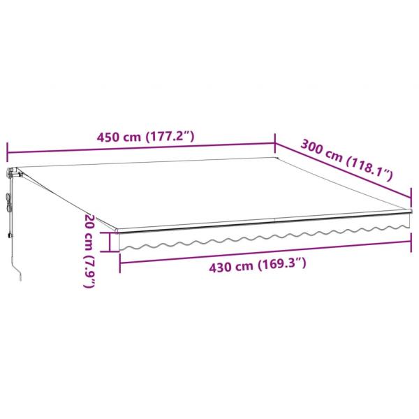 Markise Automatisch mit LEDs Weinrot 450x300 cm