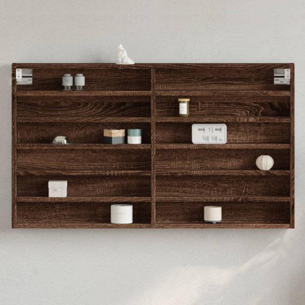 ARDEBO.de - Vitrinenschrank Braun Eichen-Optik 100x8,5x58 cm Holzwerkstoff