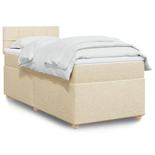 ARDEBO.de - Boxspringbett mit Matratze Creme 80x200 cm Stoff