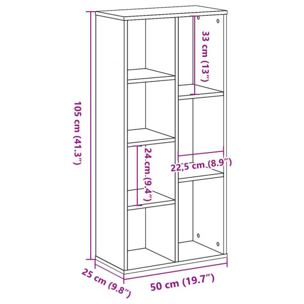 Bücherregal Schwarz 50x25x105 cm Holzwerkstoff