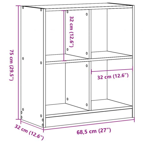 Bücherregal Sonoma-Eiche 68,5x32x75 cm Holzwerkstoff