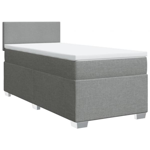 Boxspringbett mit Matratze Hellgrau 100x200 cm Stoff