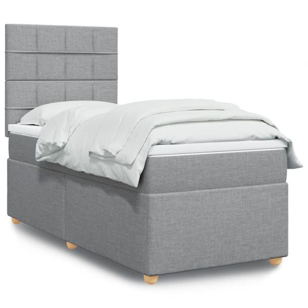 ARDEBO.de - Boxspringbett mit Matratze Hellgrau 90x190 cm Stoff