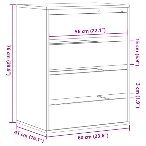 Kommode Altholz-Optik 60x41x76 cm Holzwerkstoff