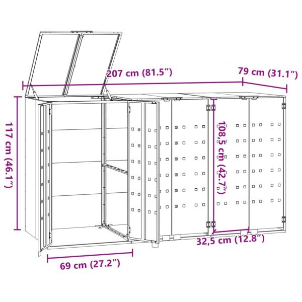 Mülltonnenbox für 3 Tonnen Anthrazit 207x79x117 cm Stahl