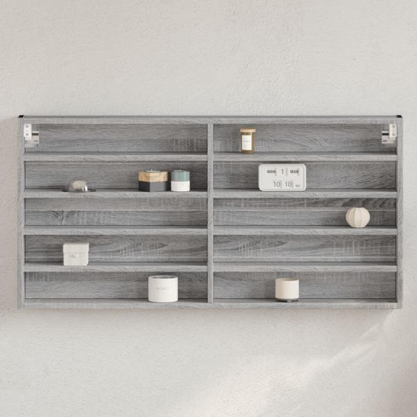 ARDEBO.de - Vitrinenschrank Grau Sonoma 100x8,5x50 cm Holzwerkstoff