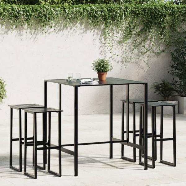 ARDEBO.de - 5-tlg. Gartenbar-Set Schwarz Pulverbeschichteter Stahl