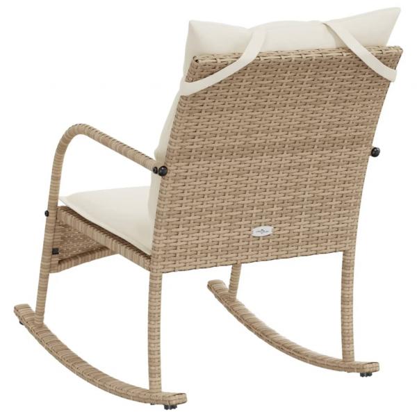 Garten-Schaukelstuhl mit Kissen Beige Poly Rattan