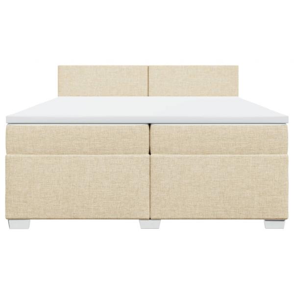 Boxspringbett mit Matratze Creme 200x200 cm Stoff