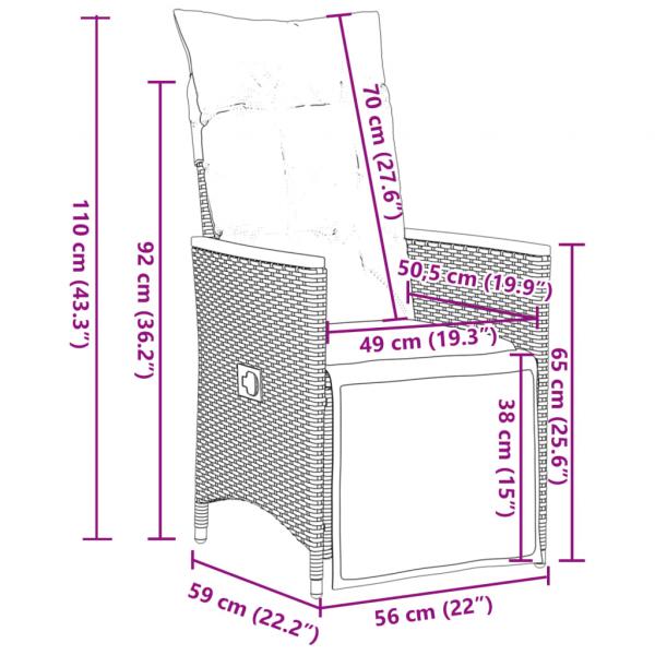 11-tlg. Garten-Bistro-Set mit Kissen Schwarz Poly Rattan