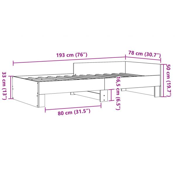 Bettgestell ohne Matratze Räuchereiche 75x190 cm Holzwerkstoff