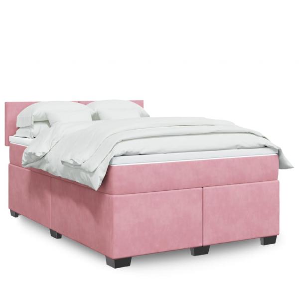 ARDEBO.de - Boxspringbett mit Matratze Rosa 140x190 cm Samt