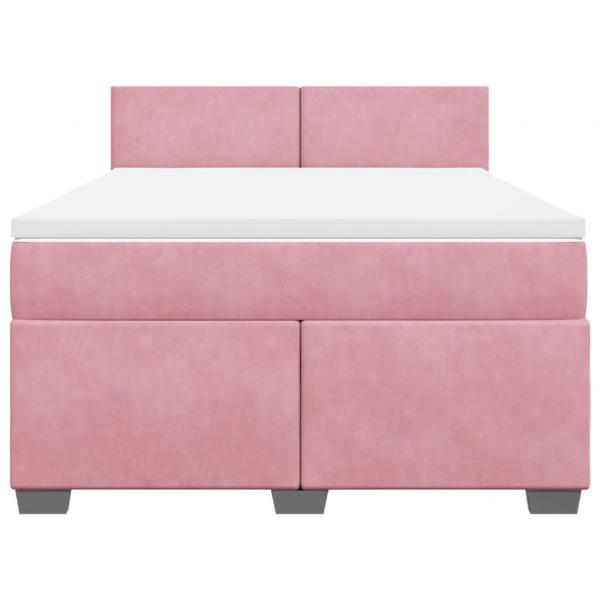 Boxspringbett mit Matratze Rosa 140x190 cm Samt