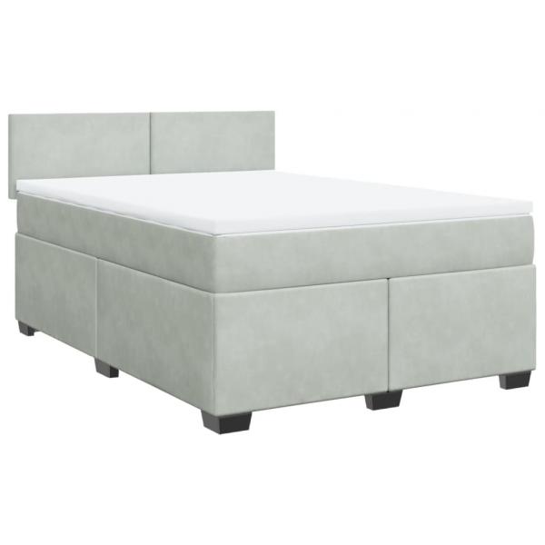 Boxspringbett mit Matratze Hellgrau 140x200 cm Samt