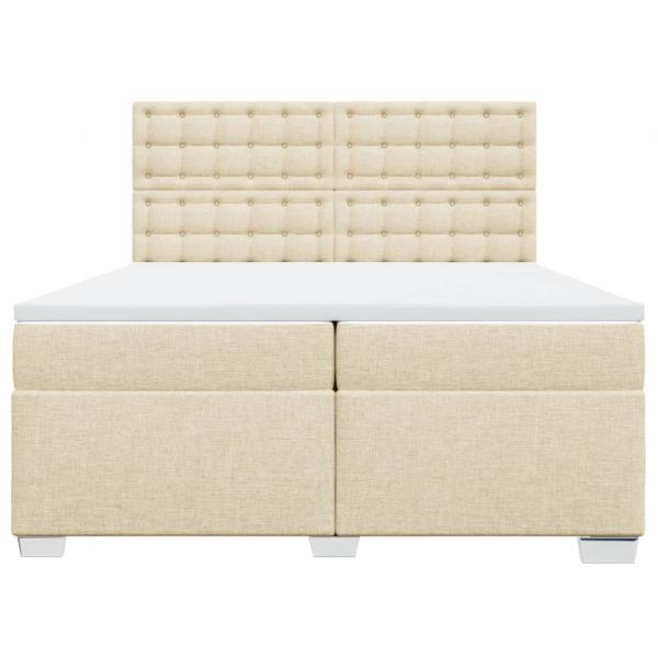 Boxspringbett mit Matratze Creme 200x200 cm Stoff