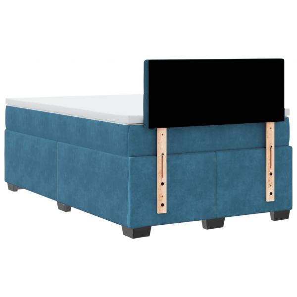 Boxspringbett mit Matratze Blau 120x190 cm Samt