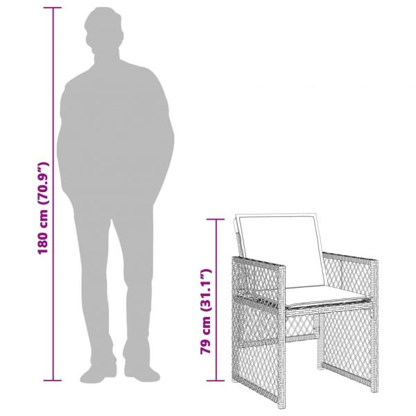 5-tlg. Garten-Essgruppe mit Kissen Braun Poly Rattan