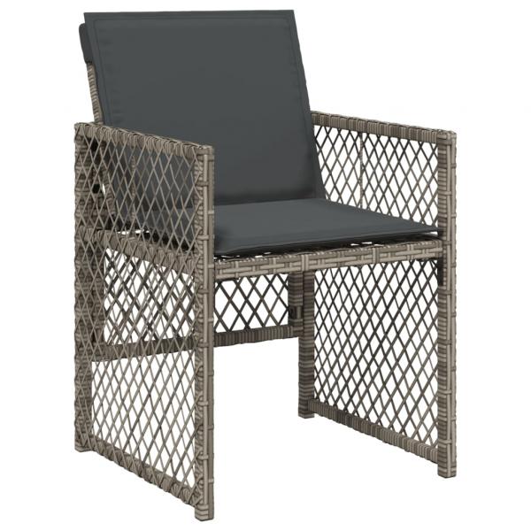 5-tlg. Garten-Essgruppe mit Kissen Grau Poly Rattan