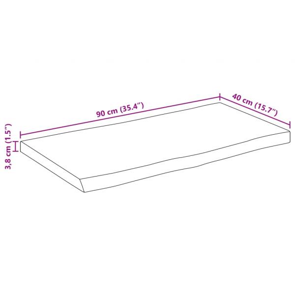 Tischplatte mit Baumkante 90x40x3,8 cm Raues Mango Massivholz