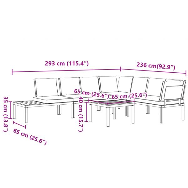 5-tlg. Garten-Sofagarnitur mit Kissen Schwarz Aluminium