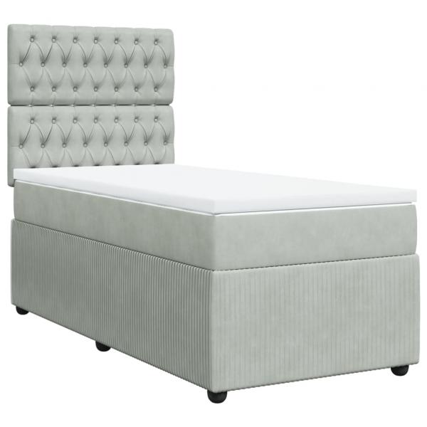 Boxspringbett mit Matratze Hellgrau 90x190 cm Samt