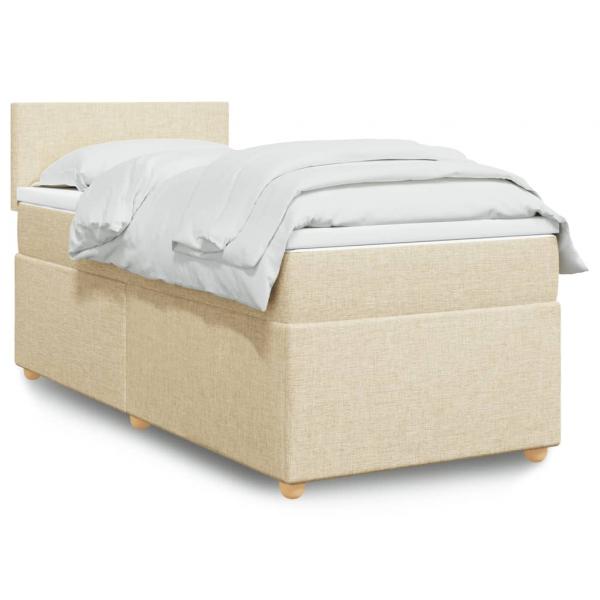 ARDEBO.de - Boxspringbett mit Matratze Creme 90x190 cm Stoff