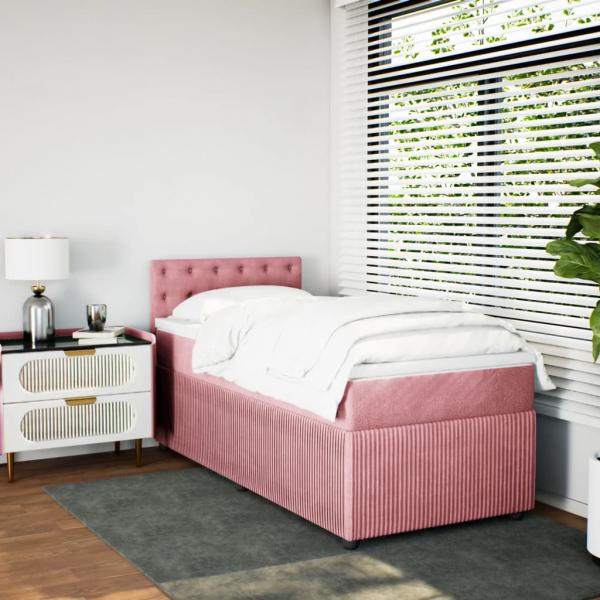 Boxspringbett mit Matratze Rosa 80x200 cm Samt