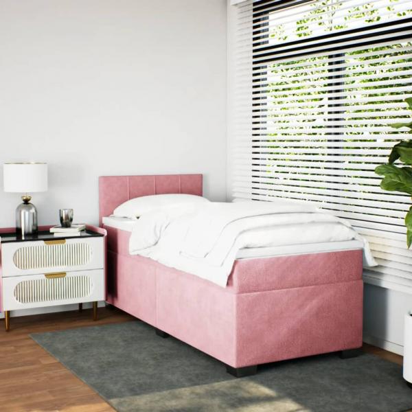 Boxspringbett mit Matratze Rosa 80x200 cm Samt