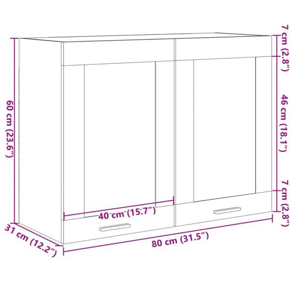 Hängeglasschrank Sonoma-Eiche 80x31x60 cm Holzwerkstoff