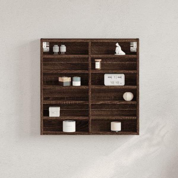 ARDEBO.de - Vitrinenschrank Braun Eichen-Optik 60x8,5x58 cm Holzwerkstoff