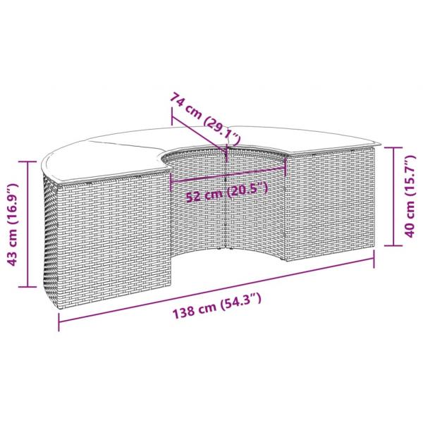 Gartenhocker mit Kissen Grau Poly Rattan