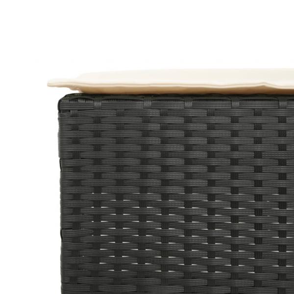 3-tlg. Gartenbar-Set mit Kissen Schwarz Poly Rattan