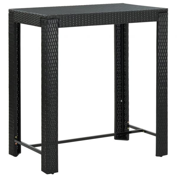 7-tlg. Gartenbar-Set mit Kissen Schwarz Poly Rattan