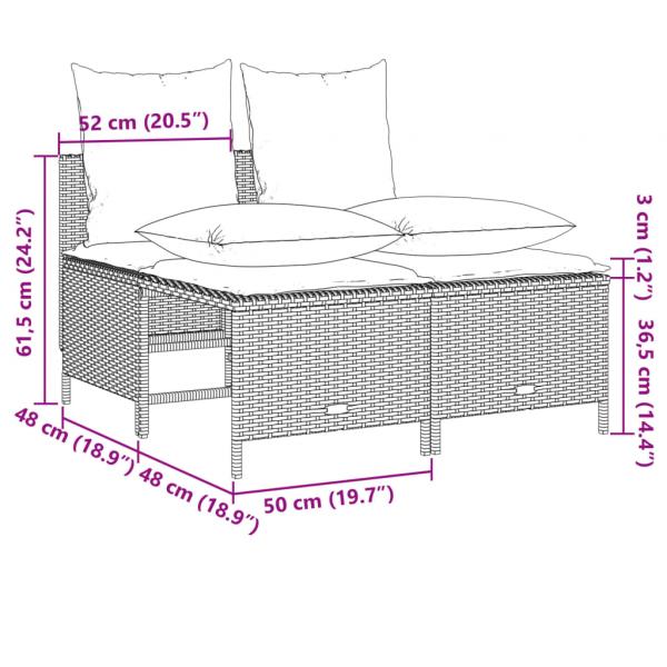 5-tlg. Garten-Sofagarnitur mit Kissen Hellgrau Poly Rattan